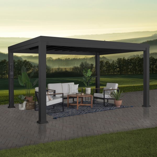 14x12 Trenton Modern Steel Pergola With Sail Shade Soft Canopy