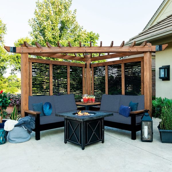 Tuscany Cabana Pergola with Conversation Seating - Bamboo Panels