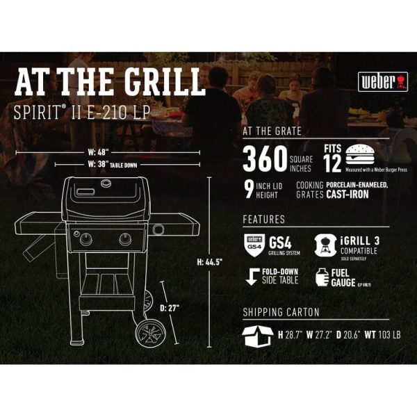 Weber Spirit II E-210 Liquid Propane, Black - Image 3