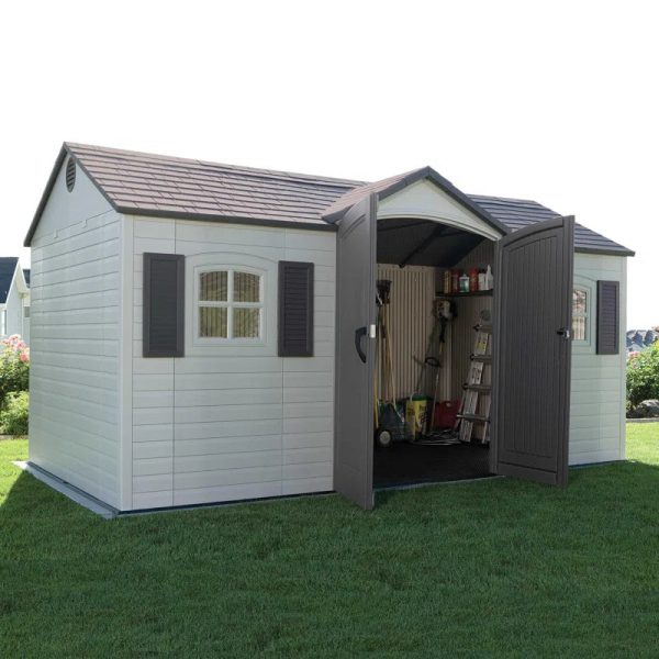 15 Ft. X 8 Ft. High-Density Polyethylene (Plastic) Outdoor Storage Shed with Steel-Reinforced Construction