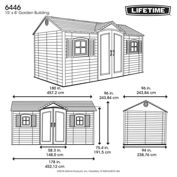 15 Ft. X 8 Ft. High-Density Polyethylene (Plastic) Outdoor Storage Shed with Steel-Reinforced Construction