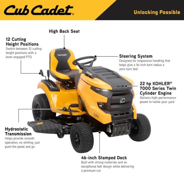 Cub Cadet XT1 Enduro LT 46 in. 22 HP V-Twin Kohler 7000 Series Engine Hydrostatic Drive Gas Riding Lawn Tractor - Image 2