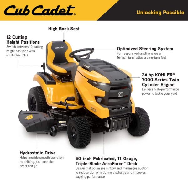 Cub Cadet XT1 Enduro LT 50 in. Fabricated Deck 24 HP V-Twin Kohler 7000 Series Engine Hydrostatic Drive Gas Riding Lawn Tractor - Image 2