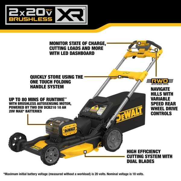 20V MAX 21 in. Brushless Cordless Battery Powered Self Propelled Lawn Mower Kit with (2) 10 Ah Batteries & Chargers - Image 4