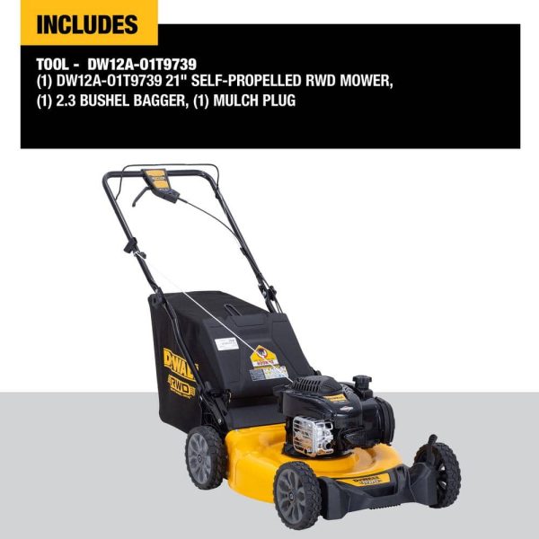 DEWALT 21 in. 150cc Briggs and Stratton 625ex Engine Rear Wheel Drive 2-in-1 Gas Self Propelled Walk Behind Lawn Mower - Image 2