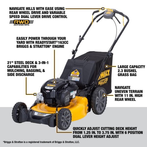 21 in. 163cc Briggs and Stratton 725Exi Engine Rear Wheel Drive 3-in-1 Gas Self Propelled Walk Behind Lawn Mower - Image 2