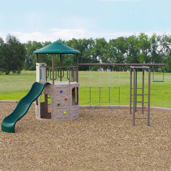 Deluxe  Metal Swing Set with 2 Swing(S) , 1 Slide(S)