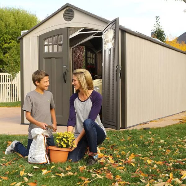 Lifetime 20′ x 8′ Outdoor Storage Shed Building Brown - Image 3