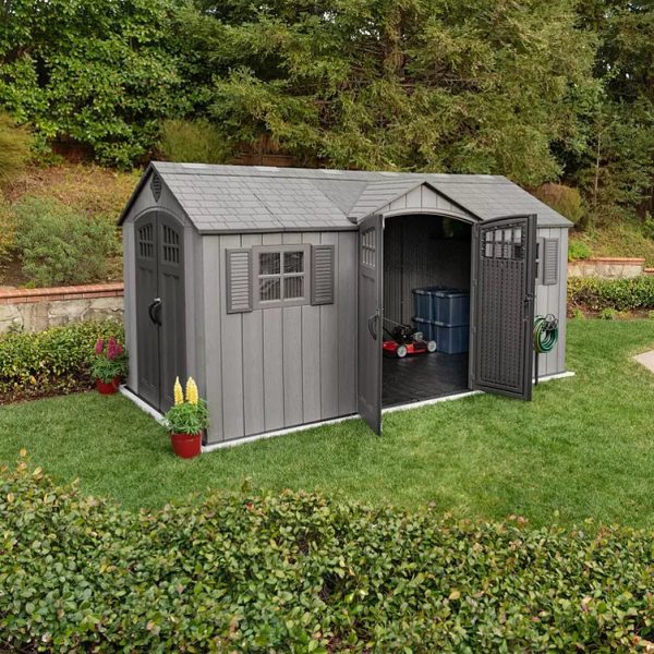 Lifetime 15′ x 8′ Rough Cut Dual-Entry Outdoor Storage Shed - Image 6