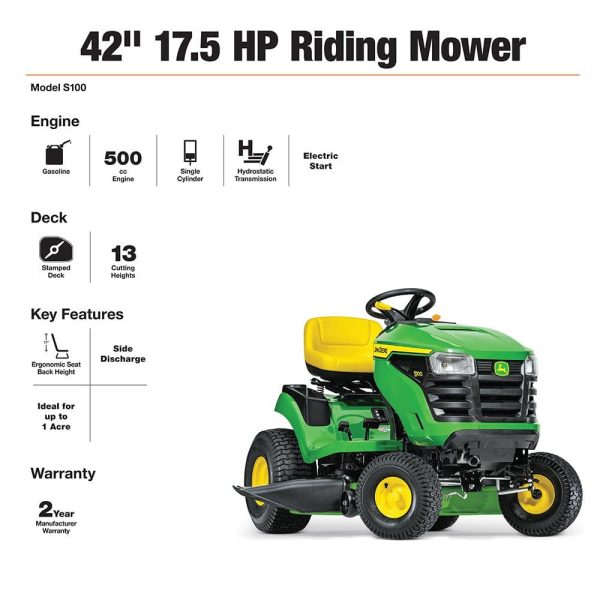 S100 42 in. 17.5 HP Gas Hydrostatic Riding Lawn Mower - Image 2