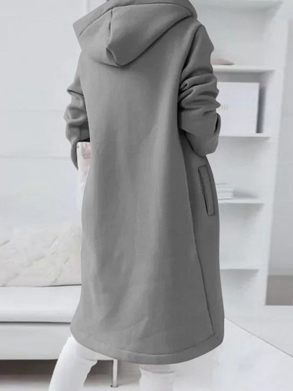 Fashionable Zipper Hooded Long Fleece Sweatshirt - Image 8