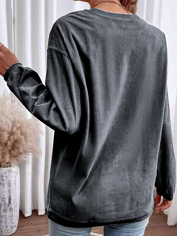 Casual and Comfortable Loose Round Neck Long Sleeve Sweatshirt - Image 7