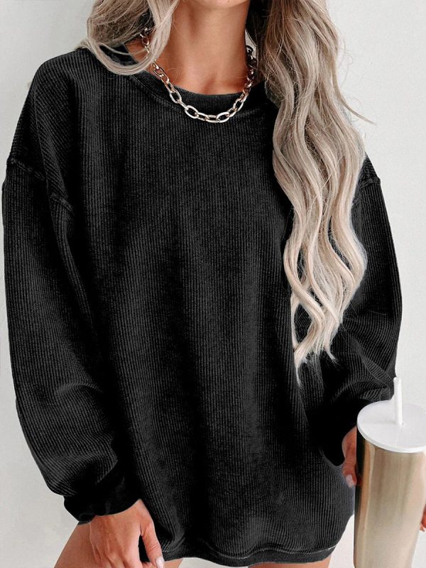 Casual and Comfortable Loose Round Neck Long Sleeve Sweatshirt - Image 4