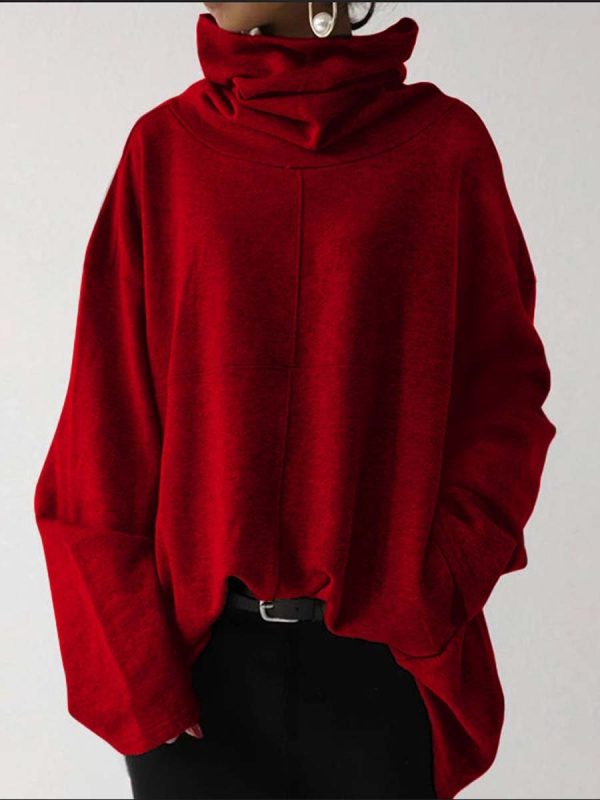 Women's Oversize Casual Long-sleeved Turtleneck Sweatshirt - Image 4