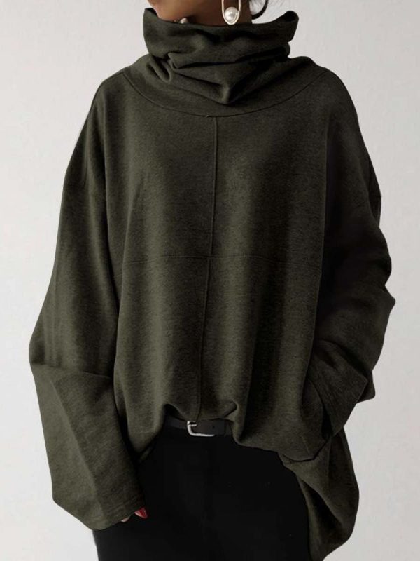 Women's Oversize Casual Long-sleeved Turtleneck Sweatshirt