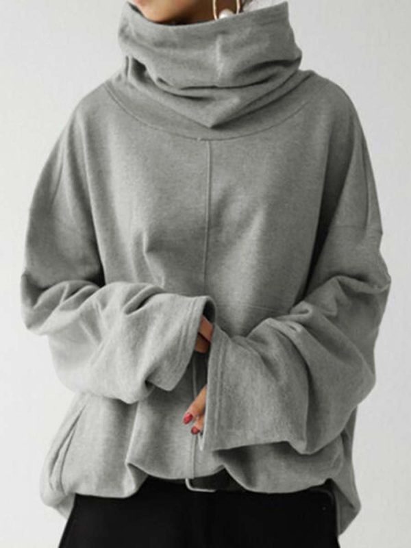 Women's Oversize Casual Long-sleeved Turtleneck Sweatshirt - Image 2