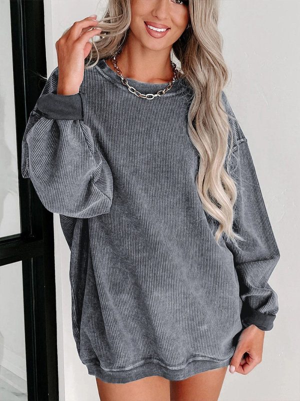 Casual and Comfortable Loose Round Neck Long Sleeve Sweatshirt - Image 5