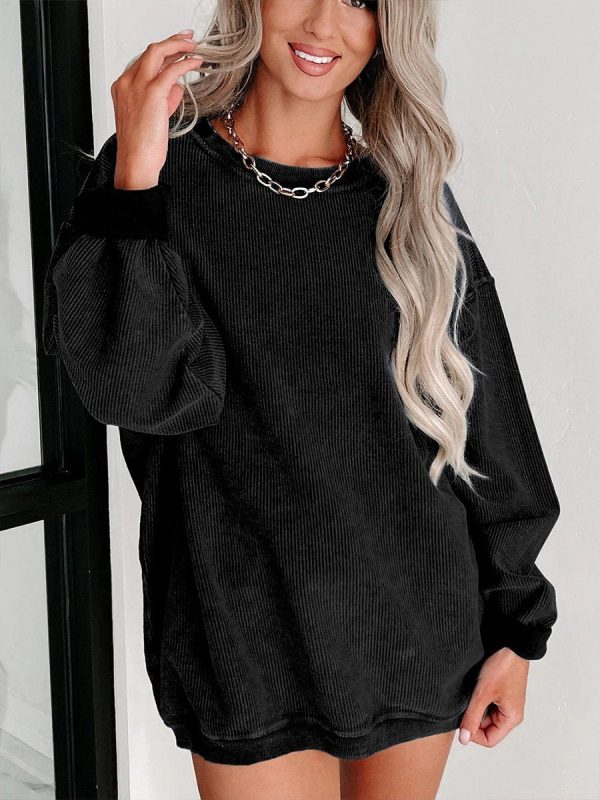 Casual and Comfortable Loose Round Neck Long Sleeve Sweatshirt - Image 9