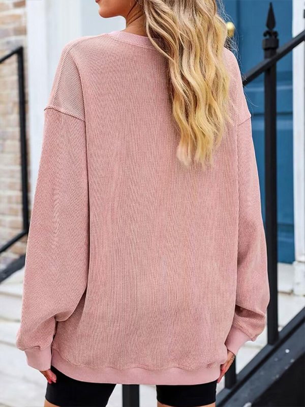 Casual and Comfortable Loose Round Neck Long Sleeve Sweatshirt - Image 12