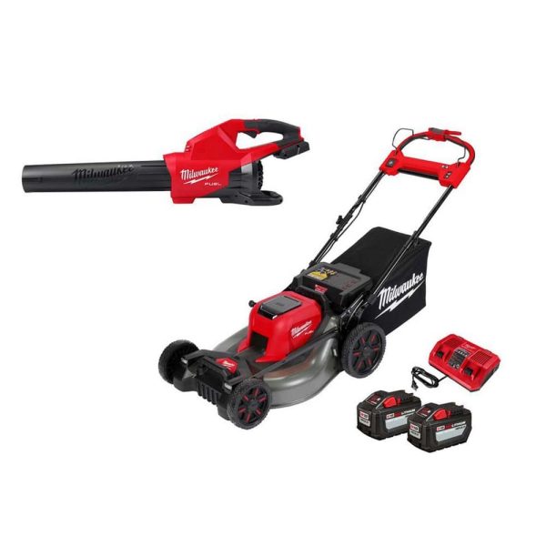 M18 FUEL Brushless Cordless 21 in. Walk Behind Self-Propelled Mower with (2) 12Ah Battery, Charger & Dual Battery Blower