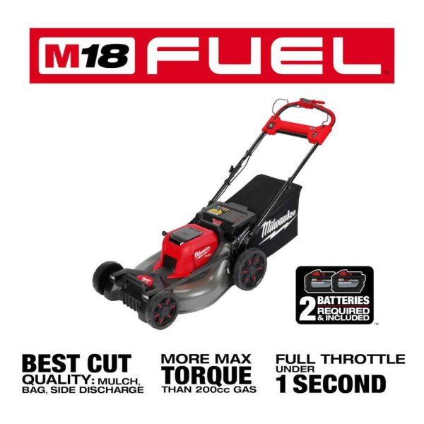 M18 FUEL Brushless Cordless 21 in. Dual Battery Self-Propelled Lawn Mower w/ Chainsaw, (2) 12.0Ah Batteries