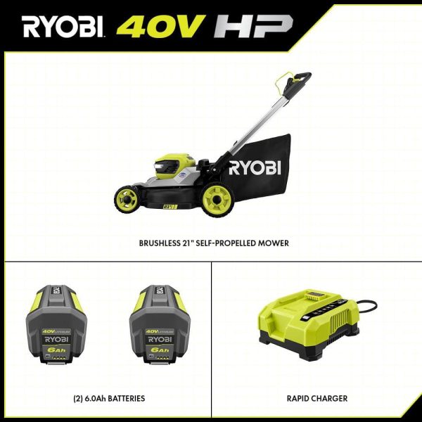 40V HP Brushless 21 in. Cordless Battery Walk Behind Self-Propelled Lawn Mower with (2) 6.0 Ah Batteries and Charger - Image 3