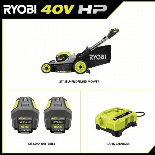 40V HP Brushless Whisper Series 21. in Walk Behind Self-Propelled All Wheel Drive Mower - (2) 6.0 Ah Batteries & Charger - Image 3