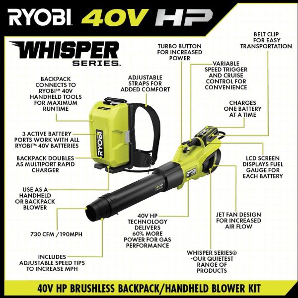 RYOBI 30 in. 80-Volt HP Brushless Battery Electric Cordless Zero Turn Mower, Blower, Backpack Battery - Batteries and Chargers - Image 3