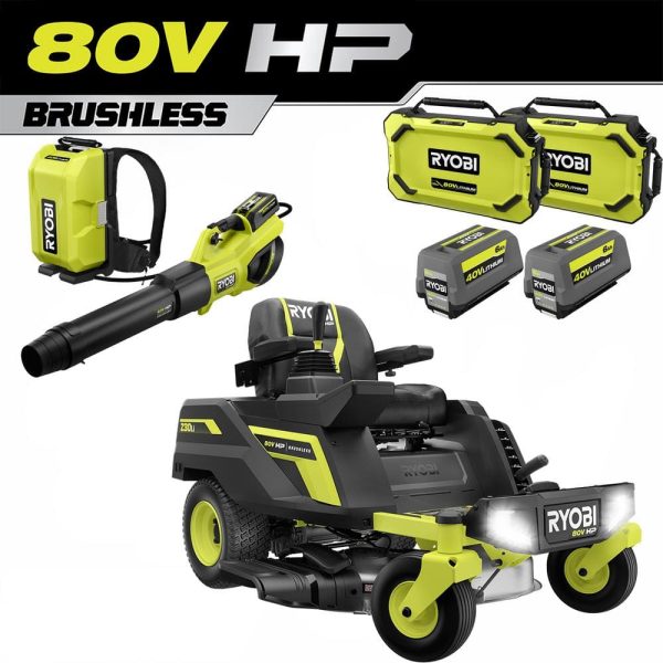 RYOBI 30 in. 80-Volt HP Brushless Battery Electric Cordless Zero Turn Mower, Blower, Backpack Battery - Batteries and Chargers - Image 2