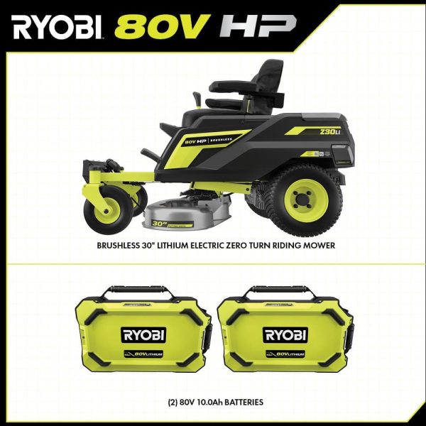 80V HP Brushless 30 in. Battery Electric Cordless Zero Turn Riding Mower with (2) 80V 10 Ah Batteries and Charger - Image 2