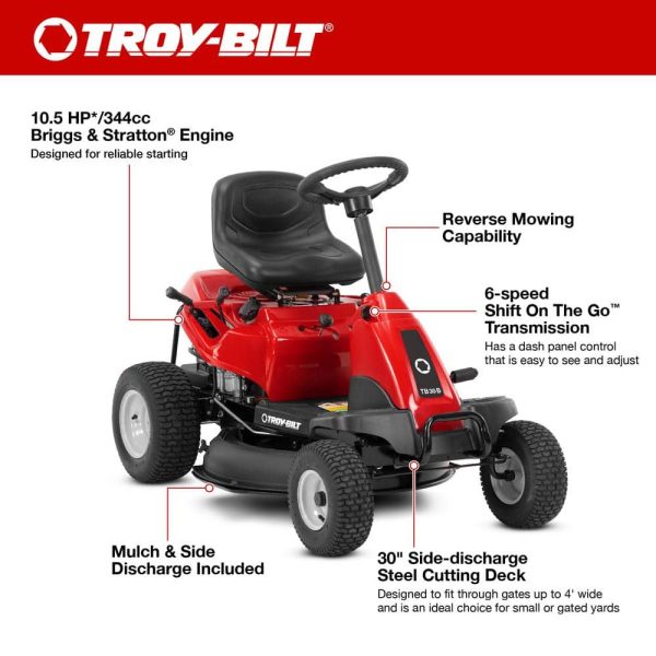 30 in. 10.5 HP Briggs and Stratton Engine 6-Speed Manual Drive Gas Rear Engine Riding Mower with Mulch Kit Included - Image 3