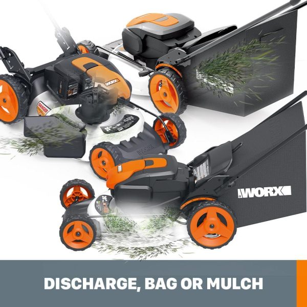 Worx Power Share Nitro 40V Cordless 20in. 4Ah Push Mower w/Mulching /Side Discharge, Brushless (Batteries & Charger Included) - Image 4